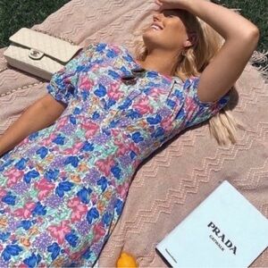 Faithfull the Brand Emilia Jemima Floral Print Midi Dress